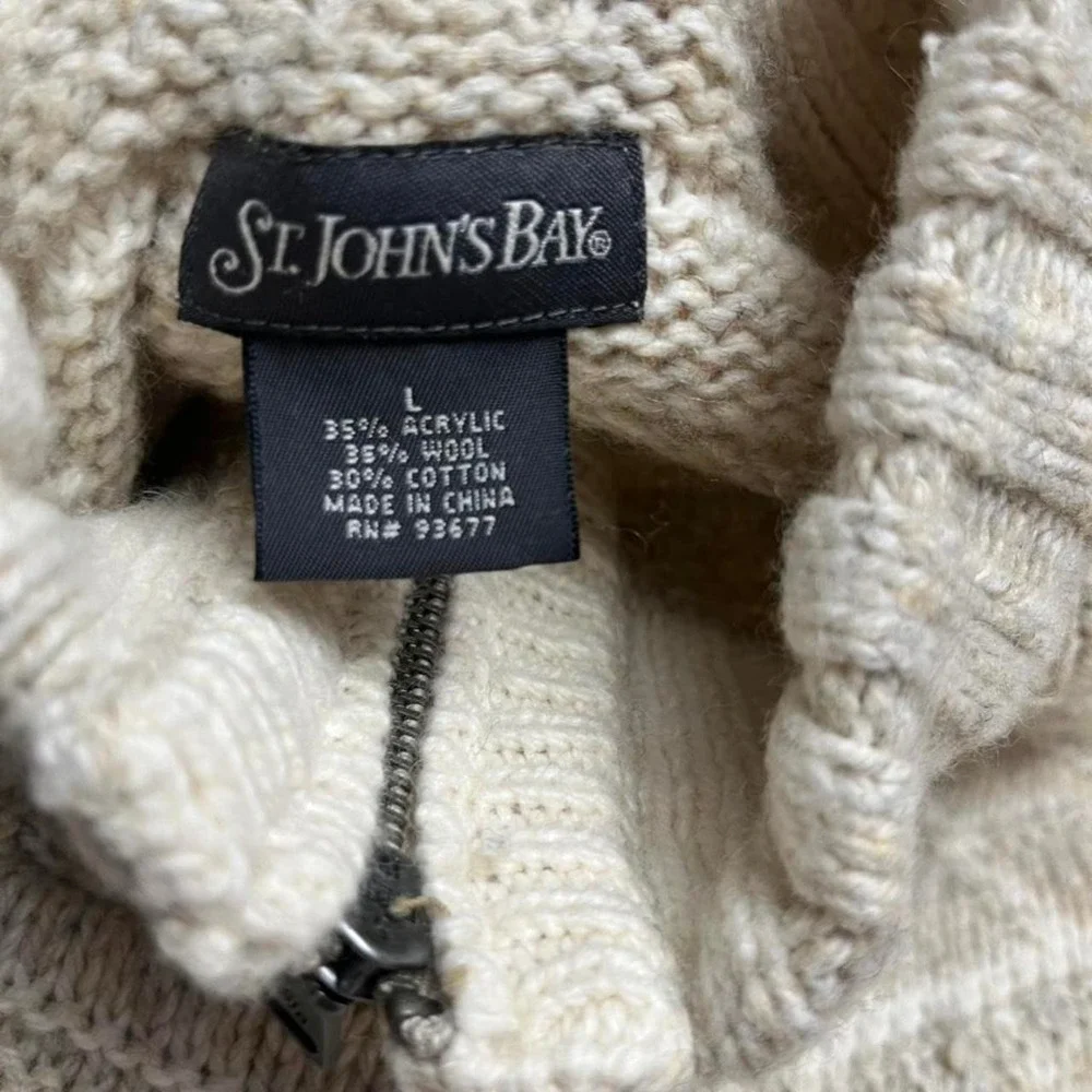 chunky oversized half zip wool blend sweater